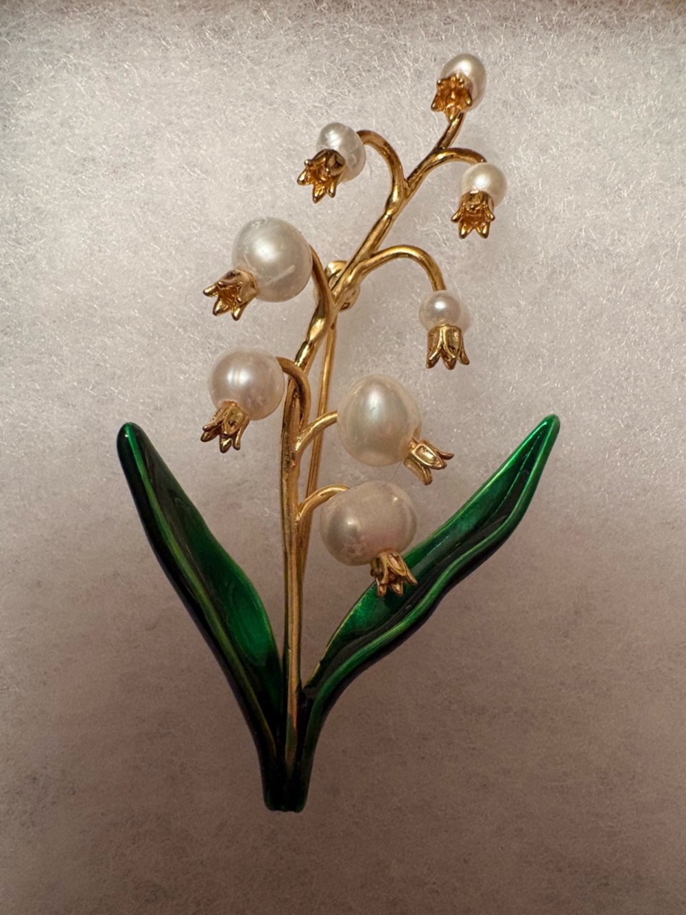 Pearl Lily-of-the-Valley Brooch